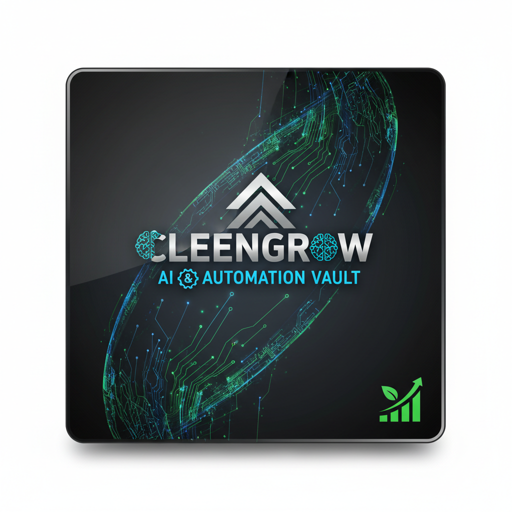 Cleengrow AI & Automation Vault digital product cover with glowing AI circuit design